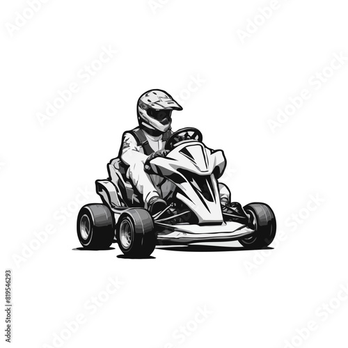 Karting Vector logo design template. Go Kart racing illustration, good for event logo, t shirt design and racing team logo. kart logo illustration 
