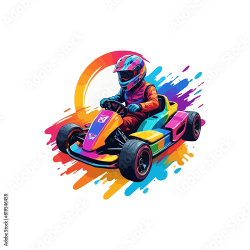 Karting Vector logo design template. Go Kart racing illustration, good for event logo, t shirt design and racing team logo. kart logo illustration 