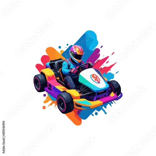 Karting Vector logo design template. Go Kart racing illustration, good for event logo, t shirt design and racing team logo. kart logo illustration 