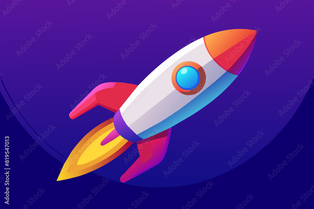 Fototapeta premium Rocket in Space 3D vector illustration 