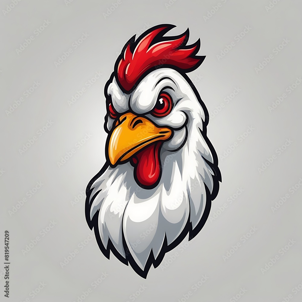 illustration of head of a rooster
