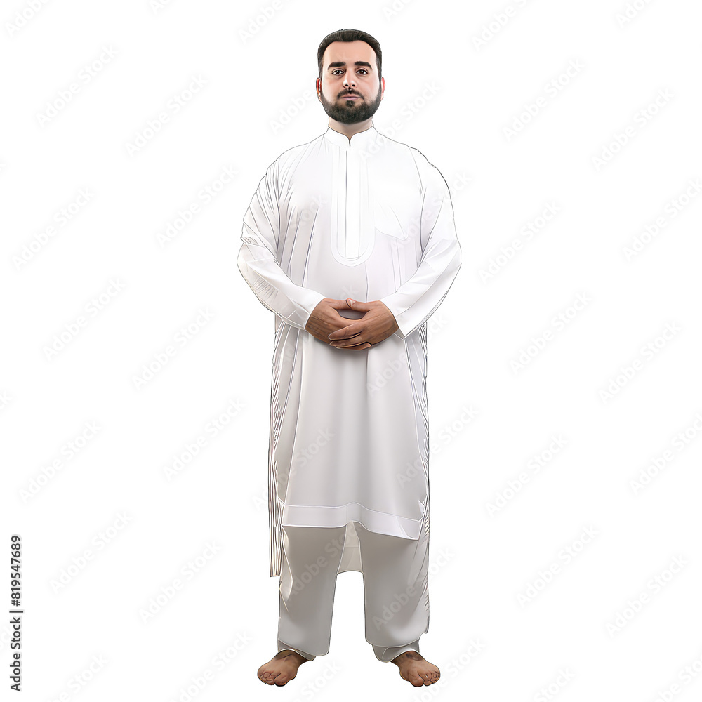 Portrait of young handsome muslim man in muslim dress shalwar kameez on transparent background png Portrait of young handsome muslim man in muslim dress shalwar kameez on transparent background png
