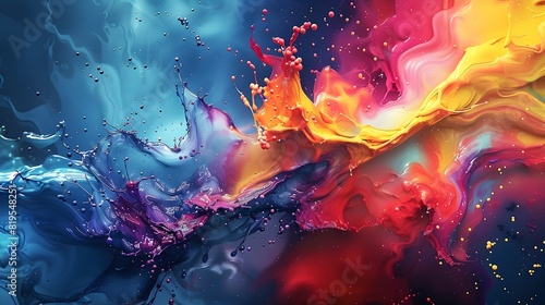 Fiery Cosmic Explosion of Vibrant Hues and Elemental Energy photo