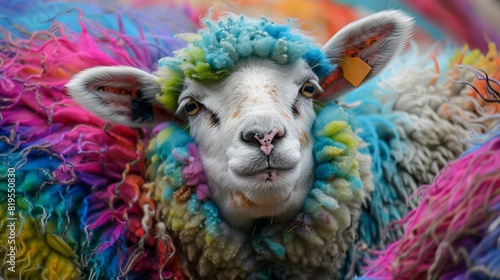 Colorful Sheep Amidst Dyed Wool © kaitanan