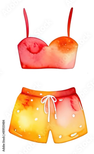 Cute yellow panties decorated with dots and silk belt isolated on white background