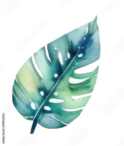  tropical leaf, monstera. watercolor illustration exotic plant