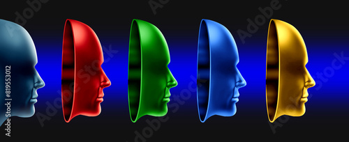 Tableau sur toile Multiple Personality Disorder and Dissociative Identity Disorders or DID as a mental health diagnosis and Psychotherapy symbol