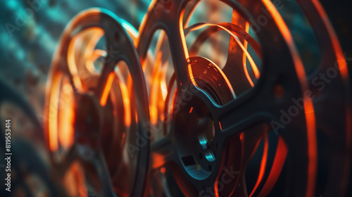 vintage film reels, cinematic frame with a sense of nostalgia