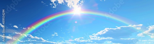Clear sky with a vivid rainbow arching across it  symbolizing hope and beauty  Vibrant  Digital Art 