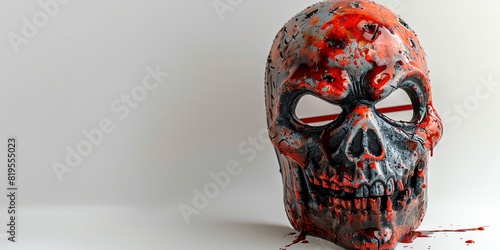 Halloween mask with spooky features, white background, Festive, Photography, photo