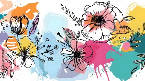 Doodled Blooming Flowers A Compilation of ScribbleInspired Wildflowers and Abstract Designs for Editable Strokes Generative ai