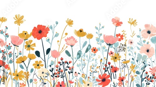 Vibrant DoodleStyle of Blooming Wildflowers for Creative Editing Generative ai