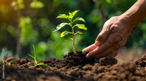 Hands Cradling Sprouting Plant in Soil Symbolizing Hope and Growth in Sustainable Cultivation Generative ai