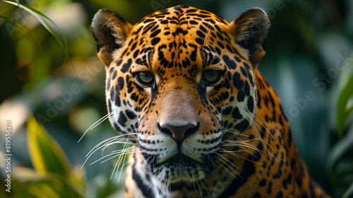 Head shot of a leopard in the jungle.