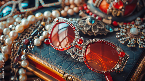 Vintage Elegance: A Symphony of Retro Sunglasses and Timeless Jewelry photo