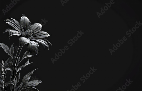 black background for epitaph. Solemn backdrop with detailed dark blossoms  commemorating lost ones  expressing condolences. sorrow  grief  and remembrance