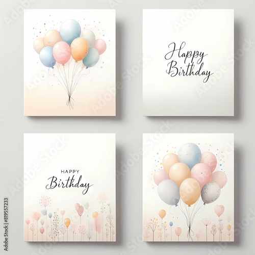 birthday card with balloons, happy birthday