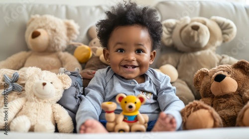 A Joyful Baby Among Toys