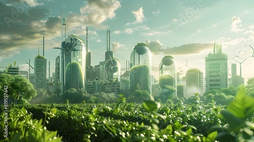 Futuristic Biotechnology City of Tomorrow Inspired by Nature's Designs photo