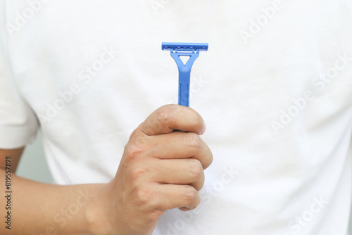 Close up razor for shaving men's pubic hair