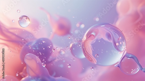 A delicate, almost ethereal image of floating, pastel-colored particles coalescing and dissolving around a series of perfectly sculpted spheres, rendered with a level of sensitivity and clarity.