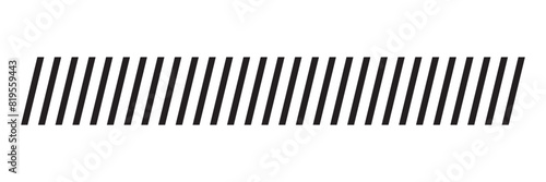 Slash line. Border with diagonal lines. Angle of tilt stripes. Black pattern of footer isolated on white background. Vector illustration. EPS 10