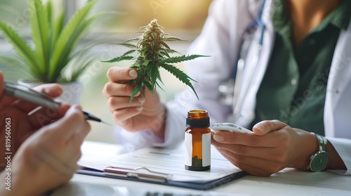 Doctor consulting a patient about medical cannabis, emphasizing professional medical advice