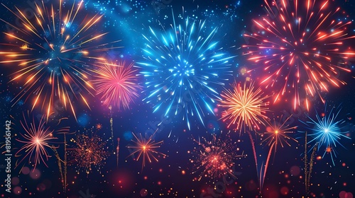 Abstract fireworks transparent background, celebration of new year 2026 christmas festival season holiday event, 3d modern contemporary digital artwork vibrant cartoon illustration landscape wallpaper
