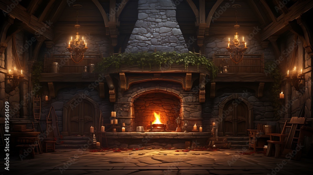 rustic wooden podium, in a cozy cabin setting with a roaring fireplace, atmosphere of warmth and comfort