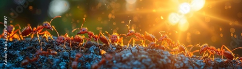 Ants in the backlight of the sun photo