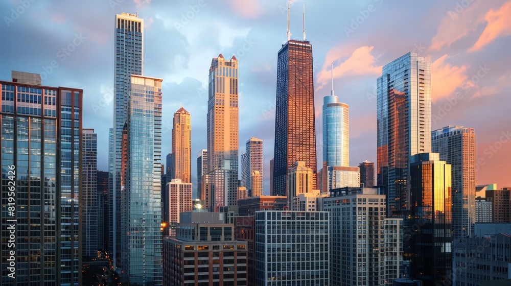 Modern Skyscrapers at Sunset