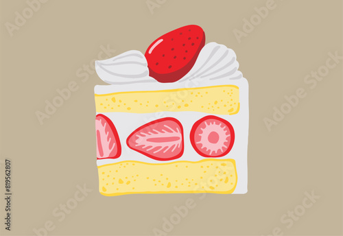 断面の見えるショートケーキのイラスト