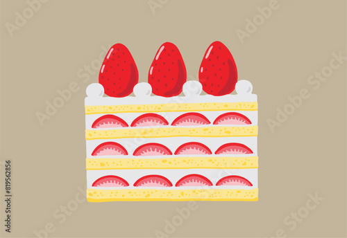 断面の見えるショートケーキのイラスト