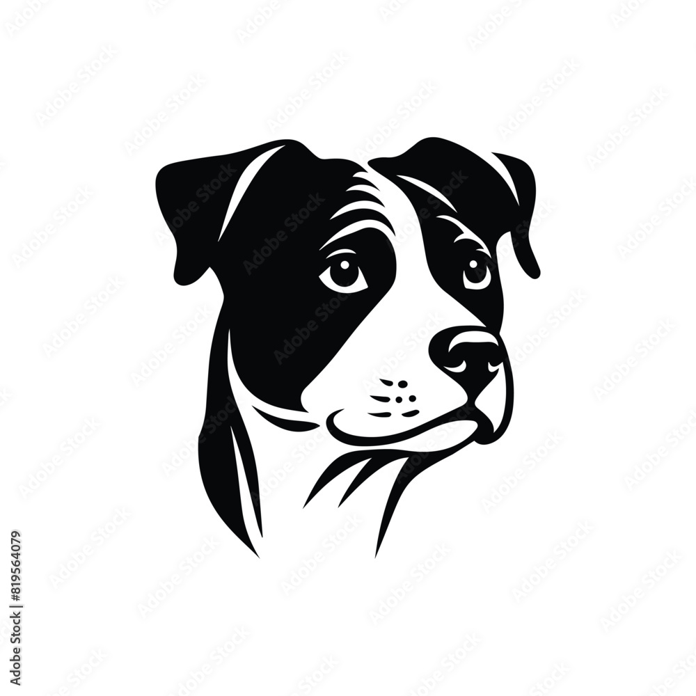 Fototapeta premium dog head logo design, abstract dalmatian head logo illustration. Dalmatian dog vector silhouette.