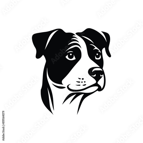 dog head logo design, abstract dalmatian head logo illustration. Dalmatian dog vector silhouette.