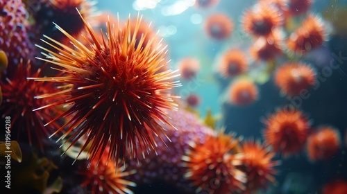Illustrate the resilience of sea urchins in adapting to diverse ocean environments photo