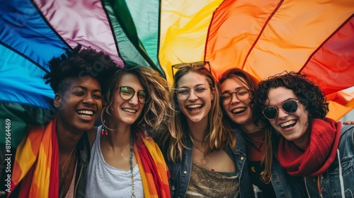 A group of asexual friends enjoying a day out together. photo