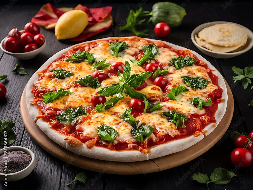 Close up on delicious pizza.