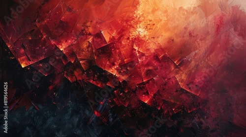 Portray the dynamic energy of volcanic eruptions through geometric shapes and lines photo