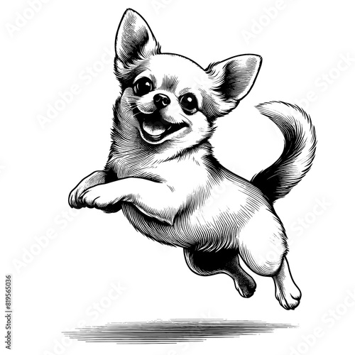 Hand drawn cute Chihuahua in full-body, vector sketch isolated on transparent background.	