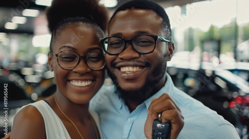 Happy Couple with New Car Keys photo