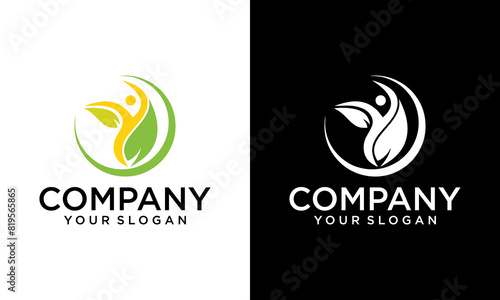 Creative human Leaf logo  leaf human figure logo design template vector