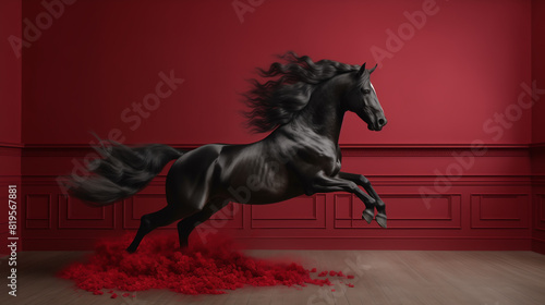 powerful black horse