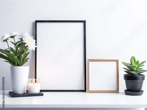 Modern Minimalist Desk Photo Frame Mockup Template
