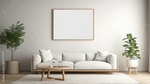Modern  white minimalist interior. Modern interior design for posters in the living room.