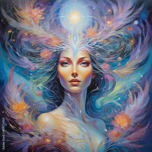 Woman beautiful as an angel, spirituality, esoteric, universe, cosmos, fantasy