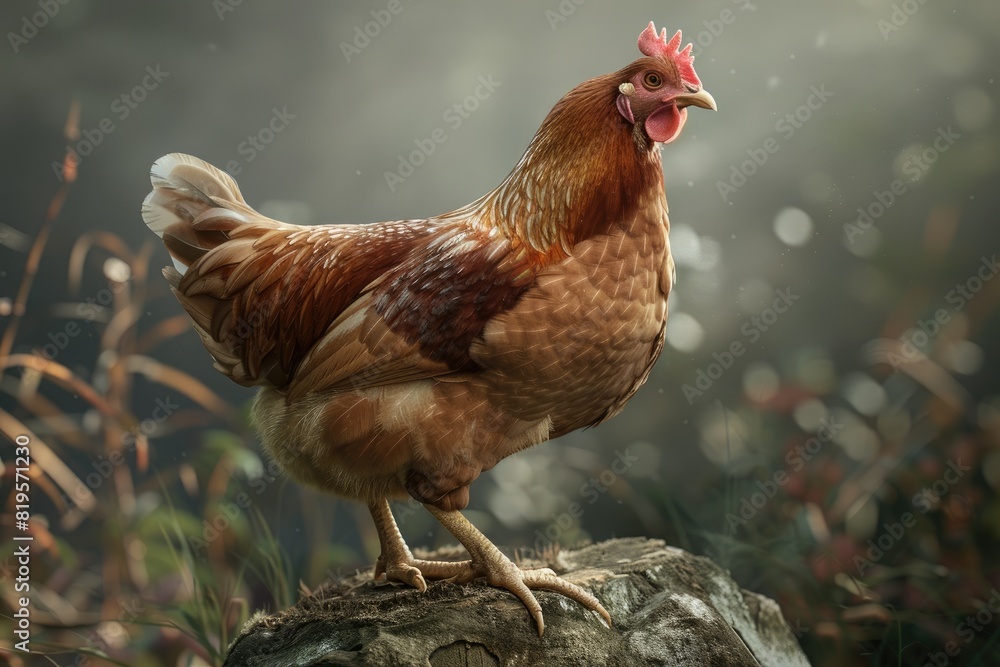 Fototapeta premium Majestic brown chicken in natural setting
