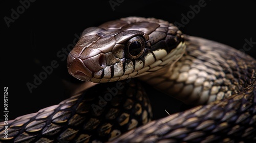 Close-up of snake against black background