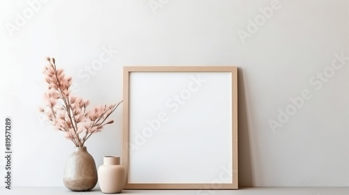 Wooden frame with white background.
