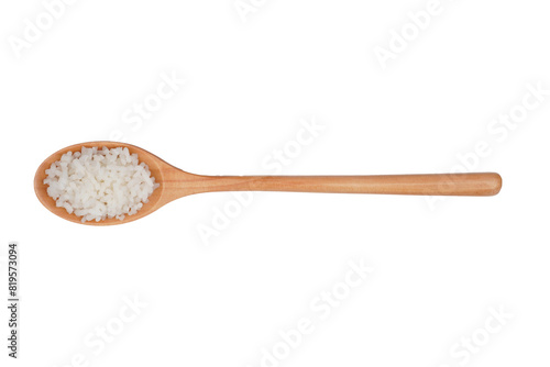 A spoon of delicious white rice isolated transparent